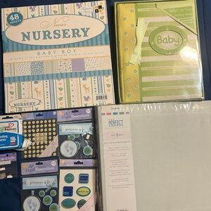 Nursery Baby Boy Scrapbook Kit - Blue and Green